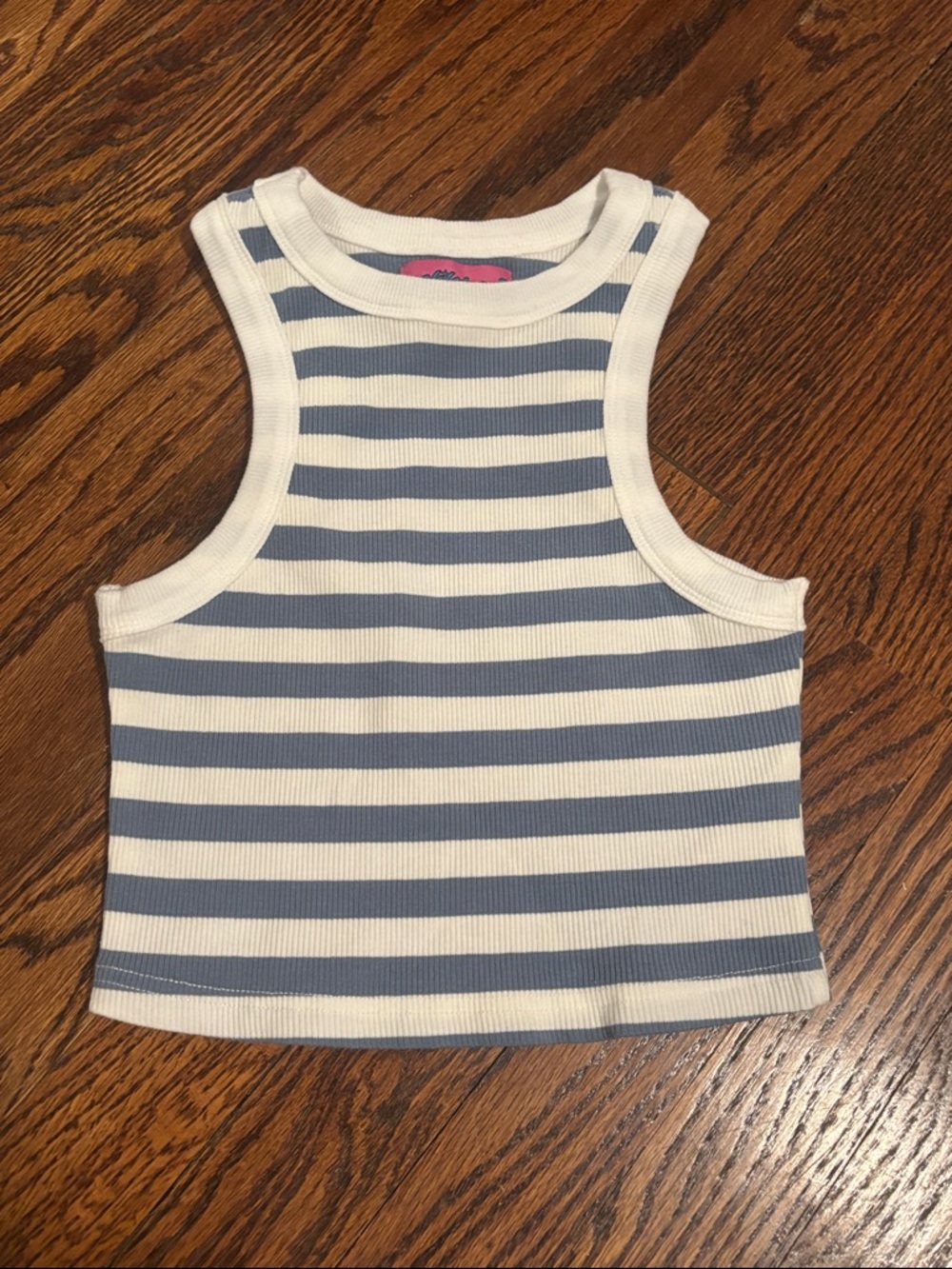 Edikted Women’s White And Blue Striped Ribbed Tank Top Size XS